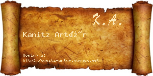 Kanitz Artúr névjegykártya